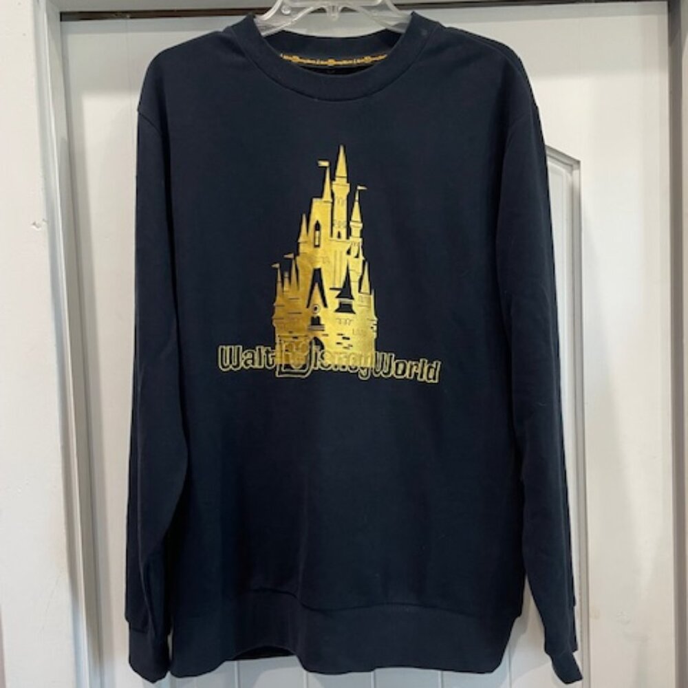 Disneyland Resort Black and Gold Castle Pullover Sweatshirt Adult Size Large